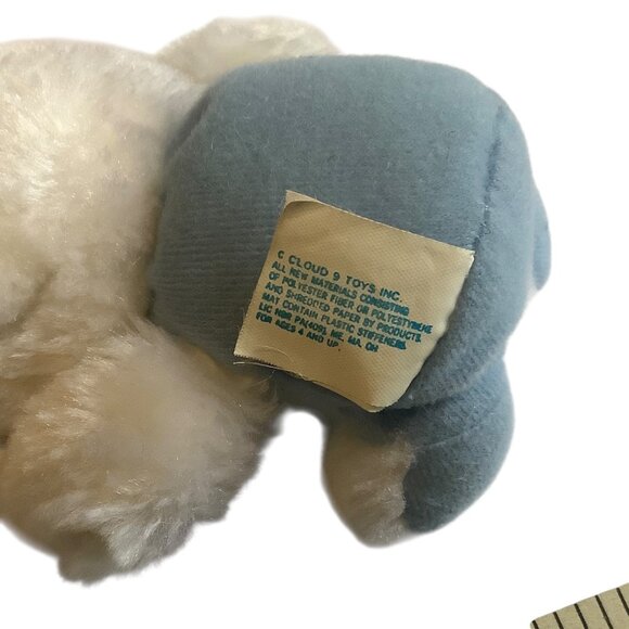 Vtg Cloud 9 Plush Bunny Rabbit Toy White Blue 6” Soft Stuffed Animal Hand Held - Picture 2 of 5